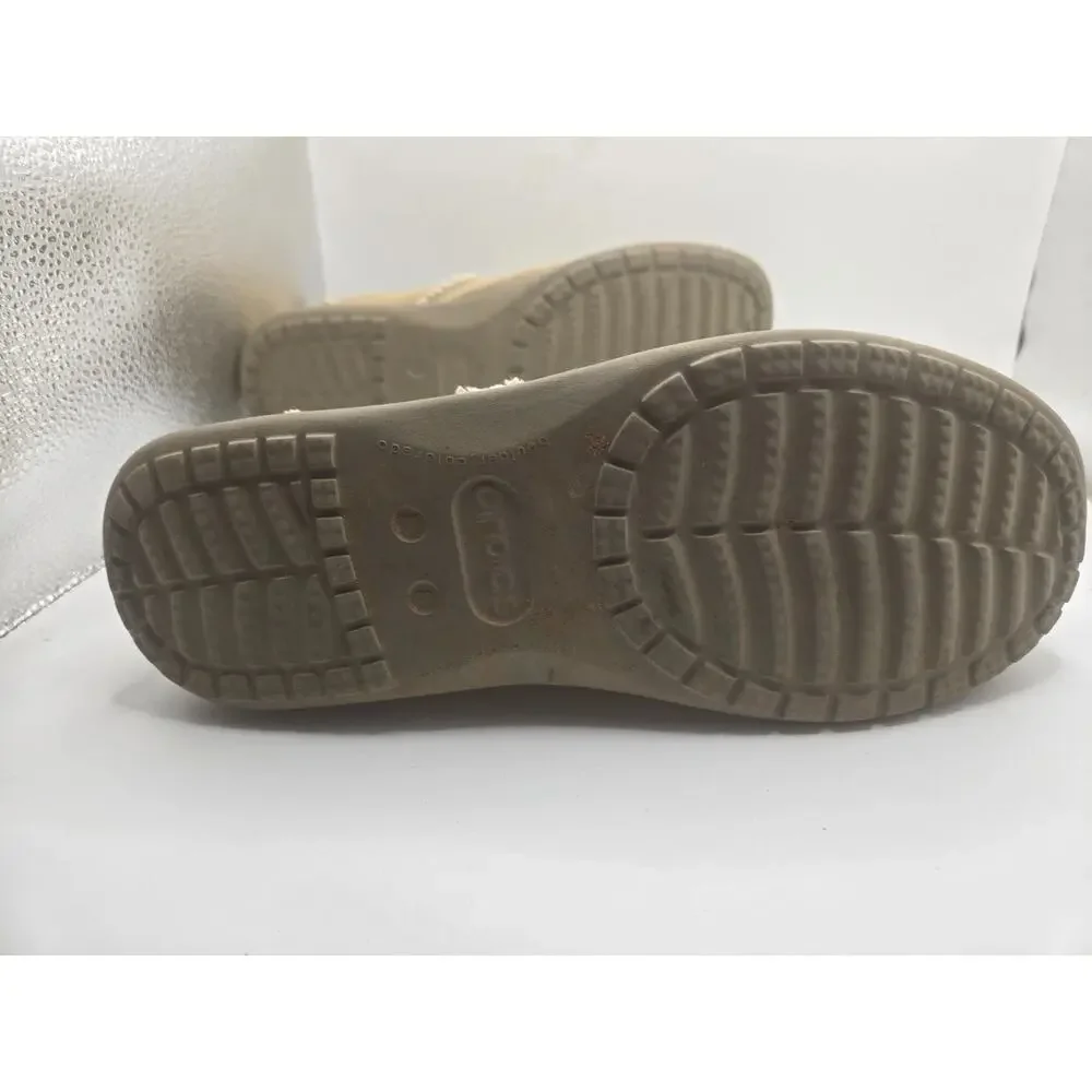 Crocs ~ Santa Cruz Men Sz 8 - Khaki Canvas Slip On Comfort Shoes Casual Distress